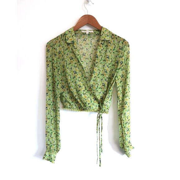 FAVORITE DAUGHTER Lover Floral Chiffon Wrap Crop Top Neiman Marcus S $188 - Picture 2 of 14